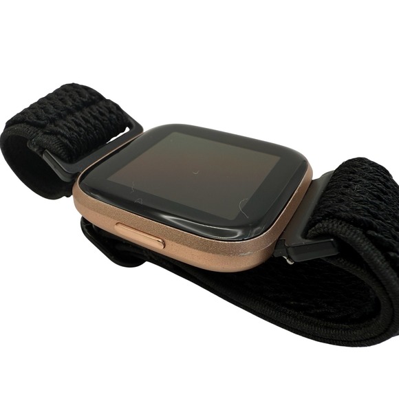 Fitbit Versa Smartwatch Rose Gold Aluminum Black Woven Band + Charger - Picture 6 of 12